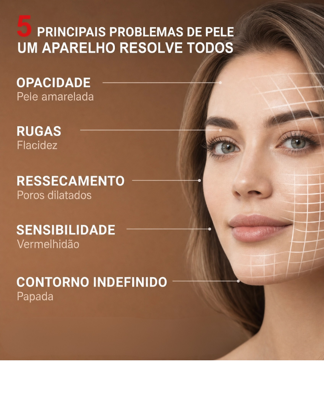 Lumini Massageador Facial Elétrico, Dispositivo de Beleza com Microcorrente e Estimulo a Absorção de Serum para Lifting Facial