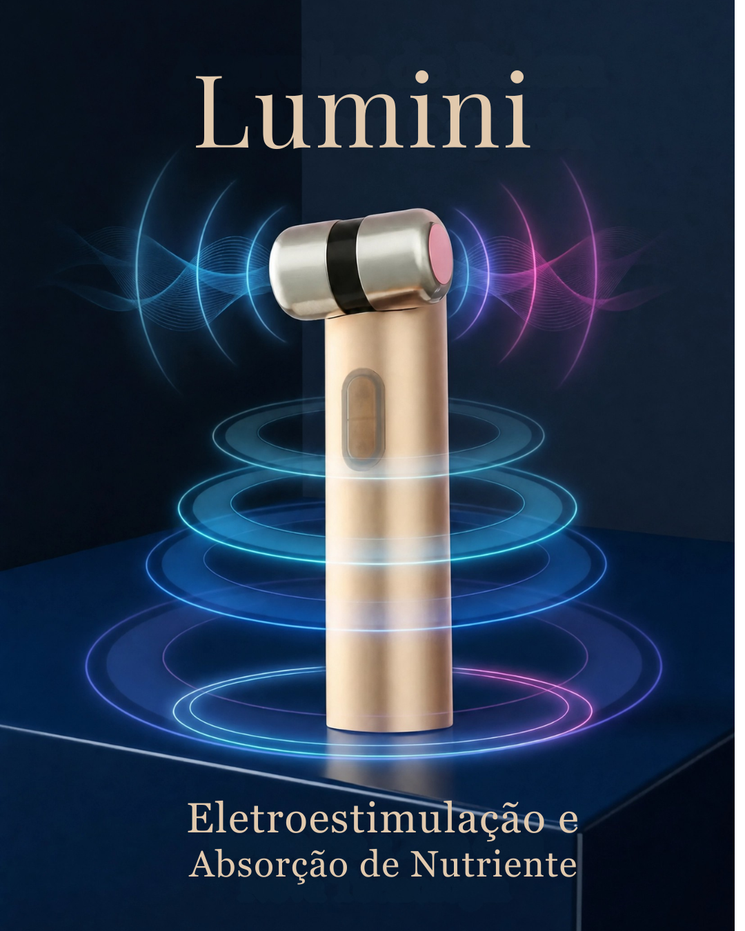 Lumini Massageador Facial Elétrico, Dispositivo de Beleza com Microcorrente e Estimulo a Absorção de Serum para Lifting Facial