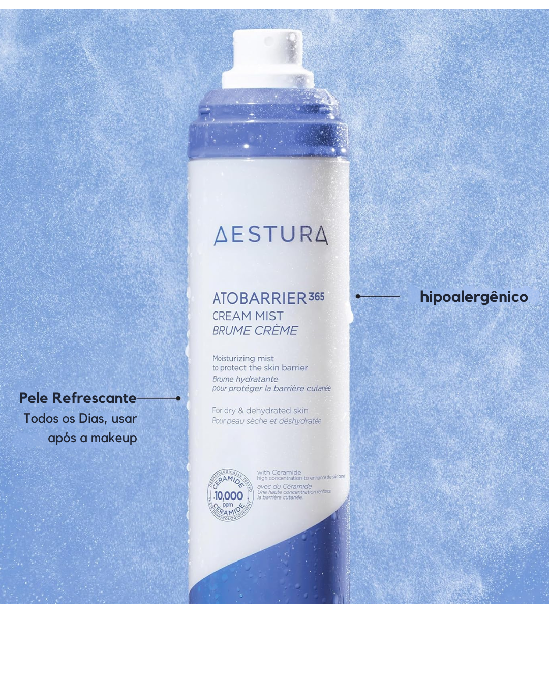 AESTURA ATOBARRIER365 Cream Mist – Bruma Hidratante com 10.000ppm Ceramidas, Reparação da Barreira Cutânea, Pele Seca