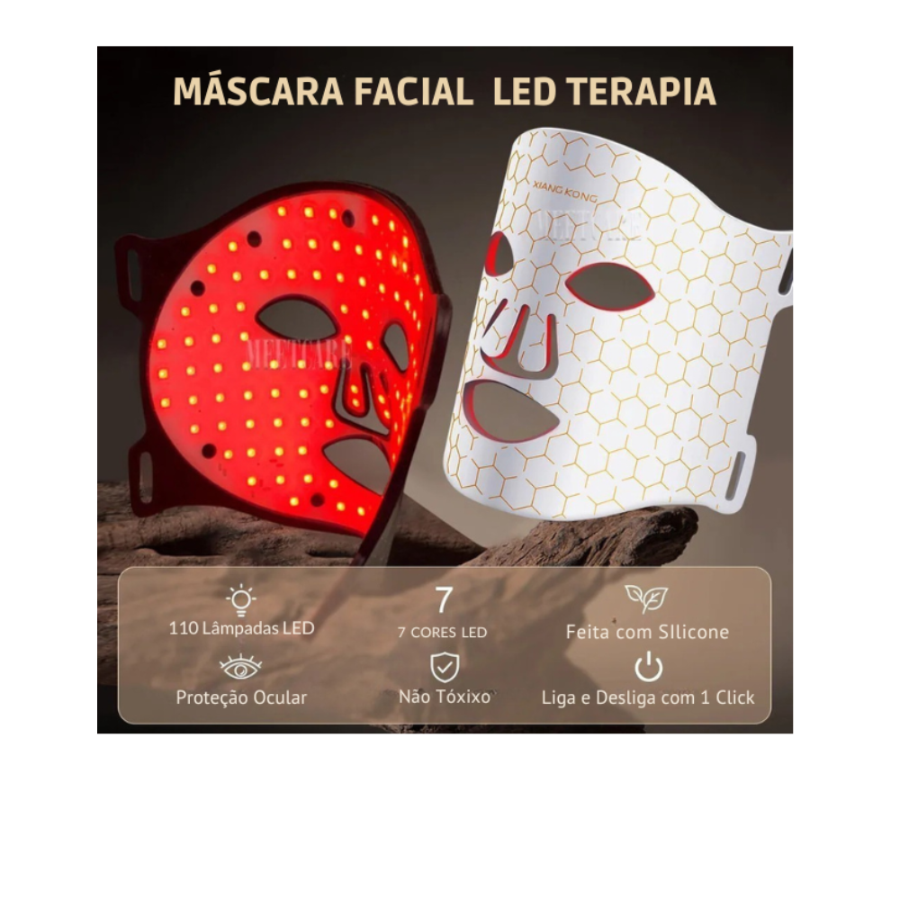 Máscara Facial LED 7 Cores, em Silicone Tecnologia  Photon, HK Koreya - Rejuvenecimento e Clareamento Facial