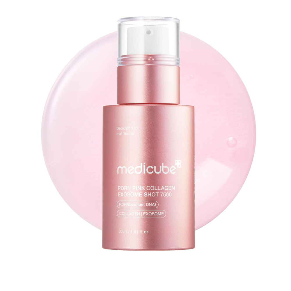 Medicube PDRN Pink Collagen Exosome 7500 PPM | Sérum Coreano para Pele de Vidro, Renovação, Elasticidade e Brilho Intenso – 30ml