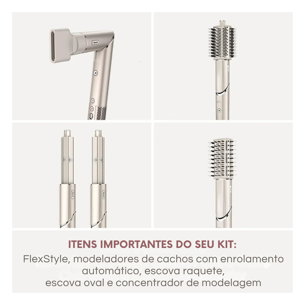 Secador e Modelador de Cabelo 5 em 1 Shark FlexStyle HD430 -  Alta Velocidade e Ion Negativo
