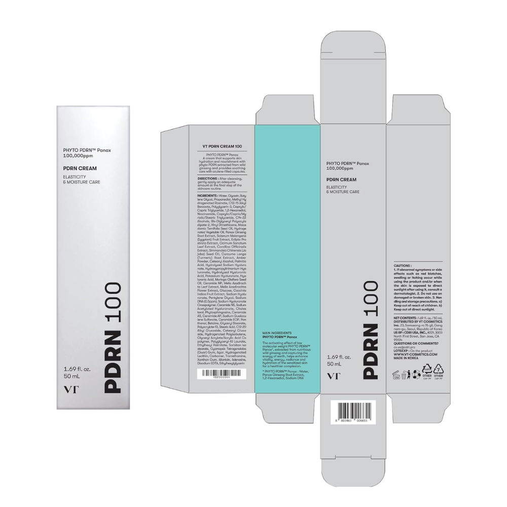 Creme PDRN 100 VT COSMETICS com 100.000 ppm - Calmante e Brilho Radiante para a Pele