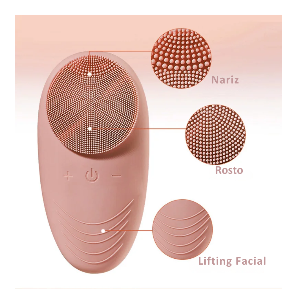 Escova de Limpeza Facial Elétrica de Silicone - À Prova d’Água IPX7, Limpeza Profunda e Massageador de Poros – Uso Diário