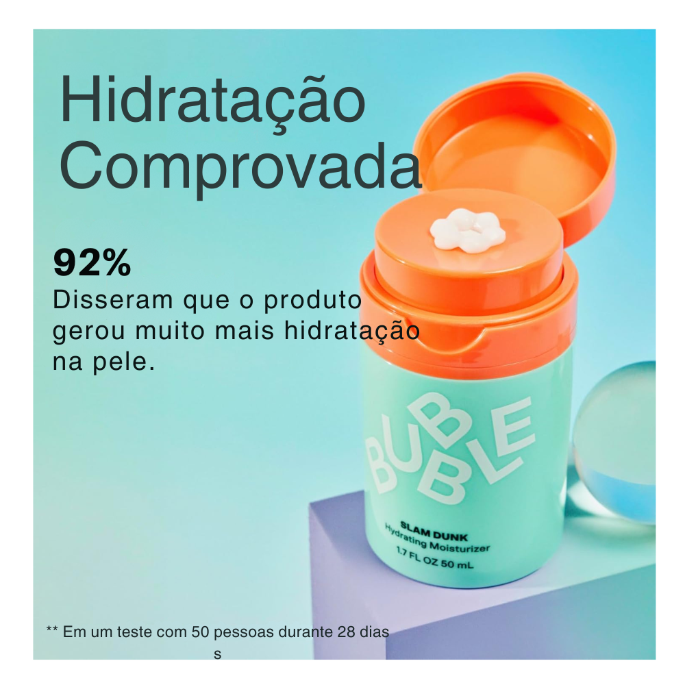 Bubble Skincare Slam Dunk Hidratante Facial Leve  para Pele Normal a Seca, Proteção contra Luz Azul