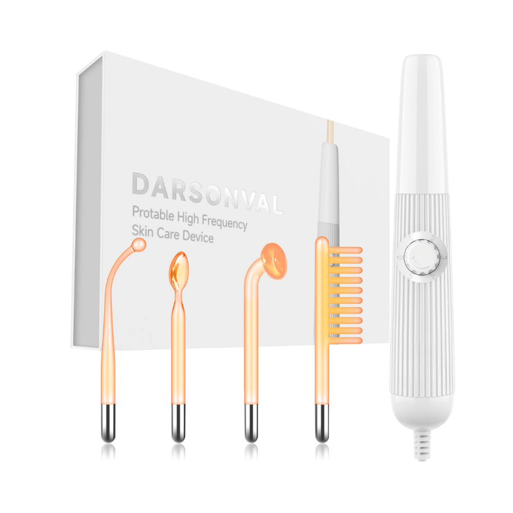 Aparelho de Alta Frequência DARSONVAL 4 em 1 - Anti-Acne, Anti-Rugas, Terapia para Olhos Inchados e Estímulo Capilar
