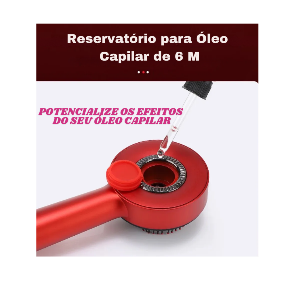 Escova Elétrica Massagem Couro Cabeludo e Terapia Led - Crescimento do Cabelo, Anti Queda com Aplicador de Óleo
