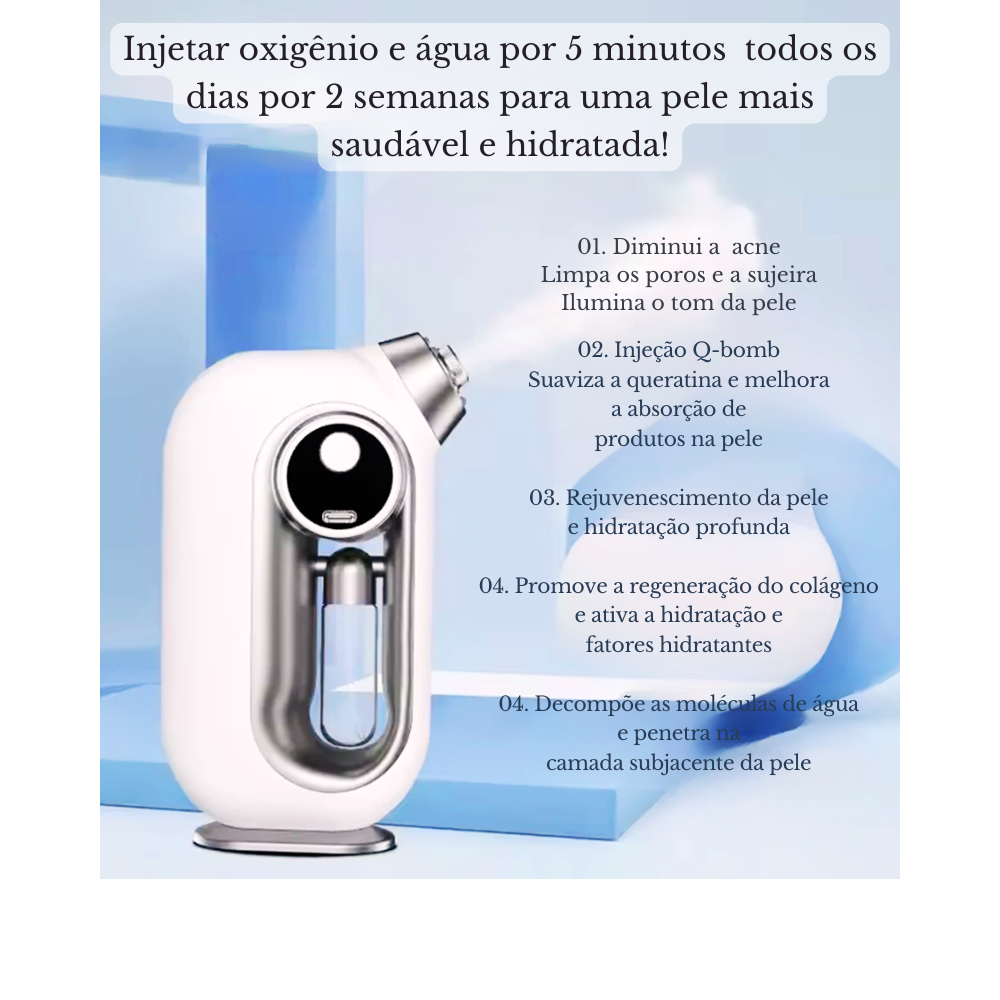 Vaporizador em Névoa Facial Umidificador Recarregável - Hidratanta e Ilumina a Pele