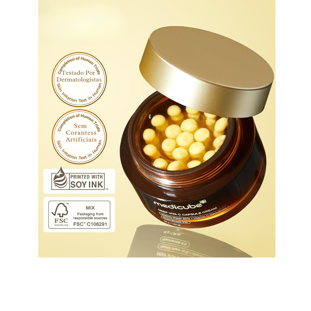 Creme Facial Medicube Deep Vita C Golden Capsule – Vitamina C Pura, Clareamento e Luminosidade Imediata