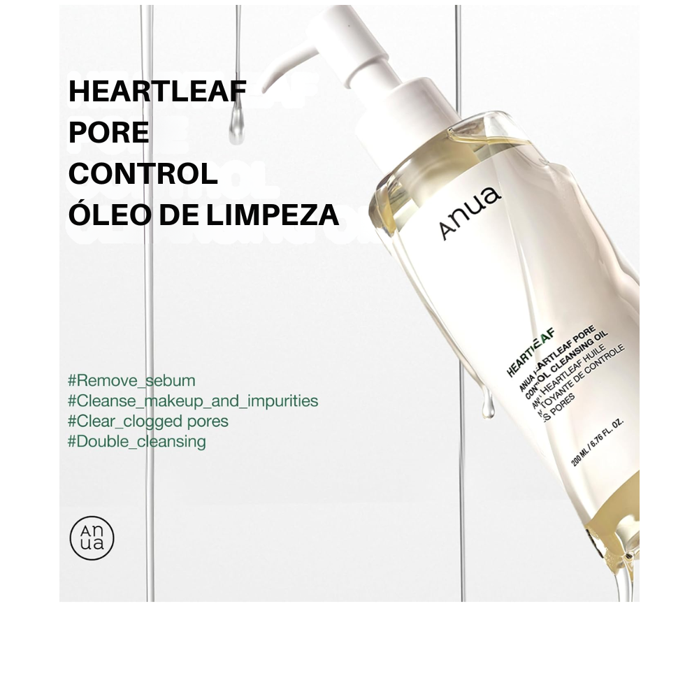 Óleo de Limpeza Facial ANUA com Heartleaf – Cleansing Oil Suave para Maquiagem, Cravos e Dupla Limpeza