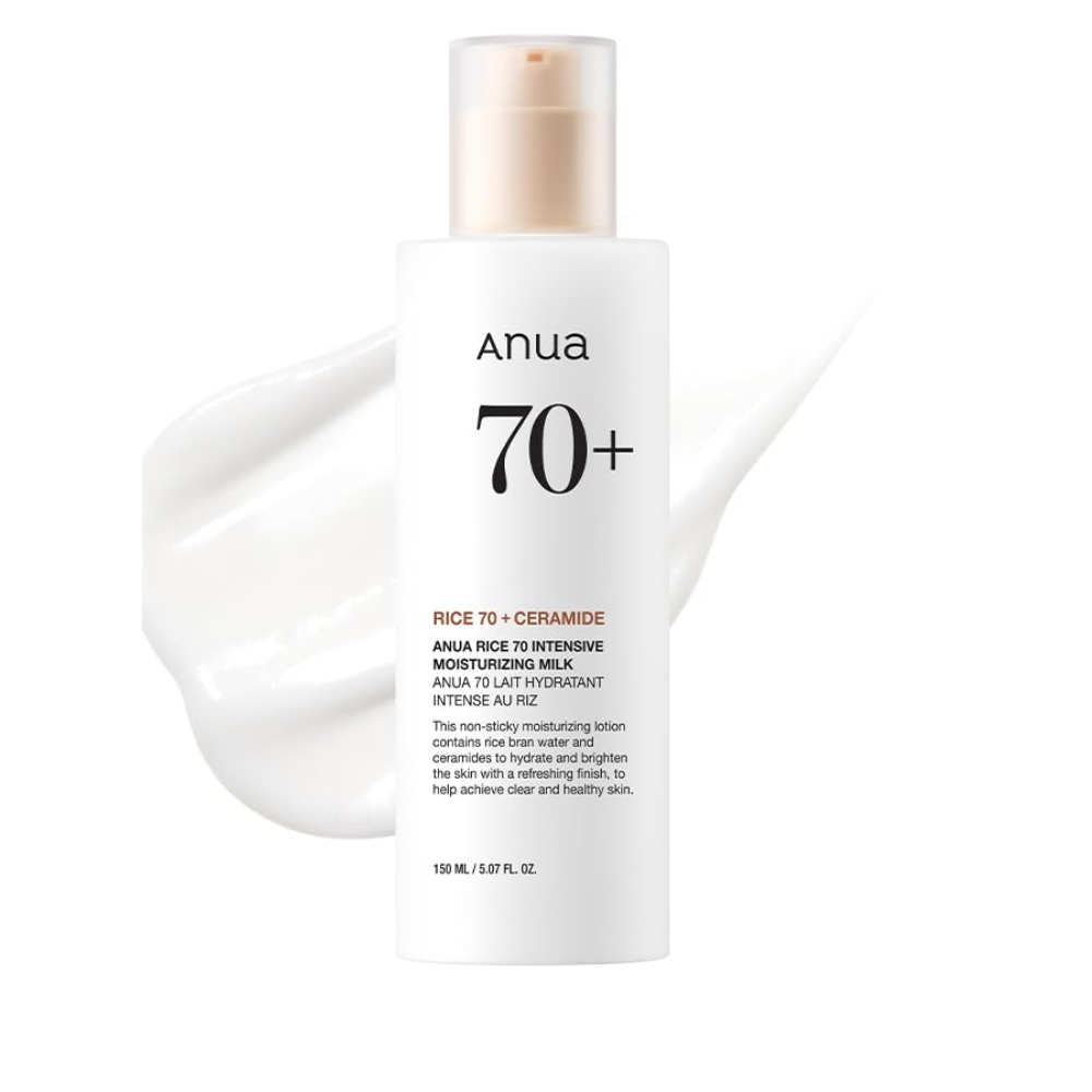 Loção Hidratante ANUA 70 com Água de Arroz e Niacinamida – Hidratação Diária, Brilho Natural e Efeito Glass Skin