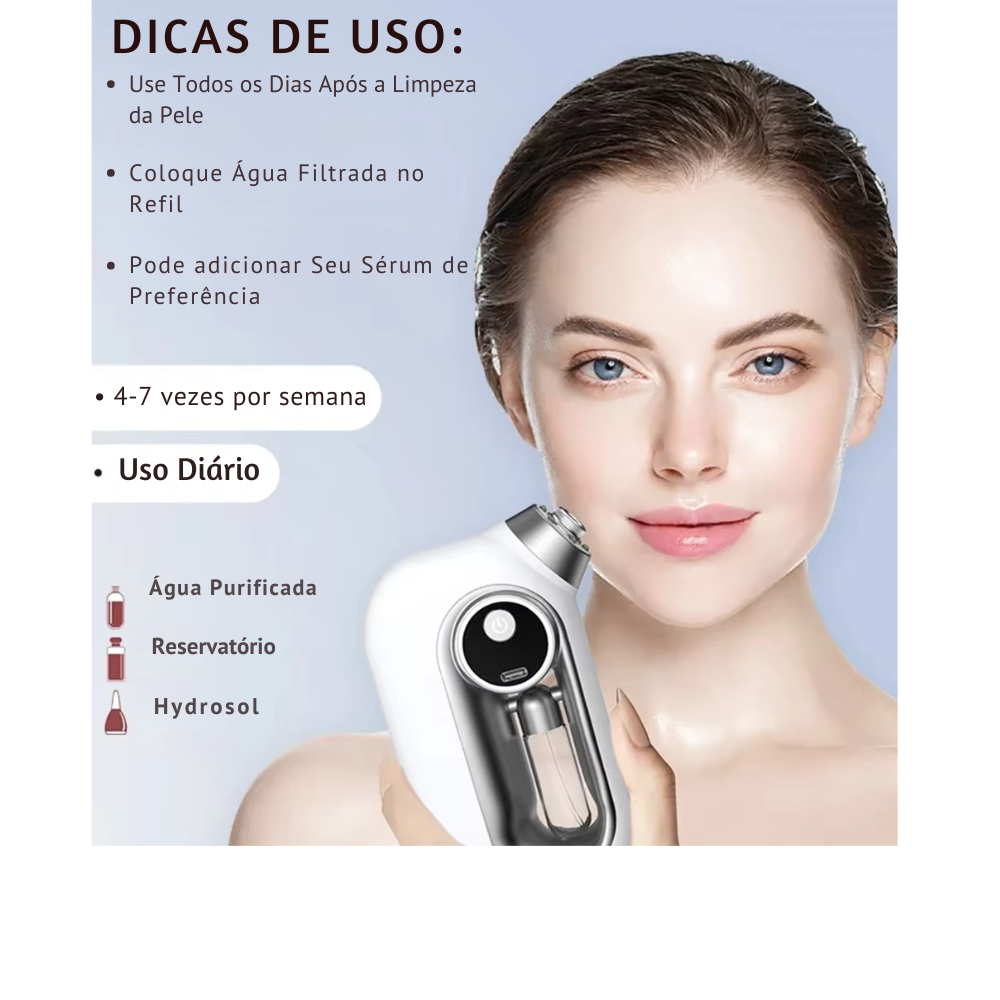 Vaporizador em Névoa Facial Umidificador Recarregável - Hidratanta e Ilumina a Pele