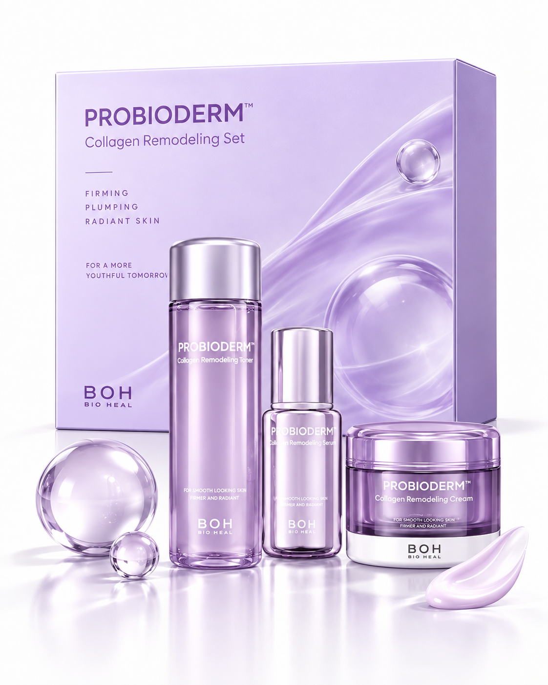 Kit Bioheal BOH Probioderm™ com Tônico, Sérum e Creme Lifting 3D para Hidratação, Firmeza e Luminosidade