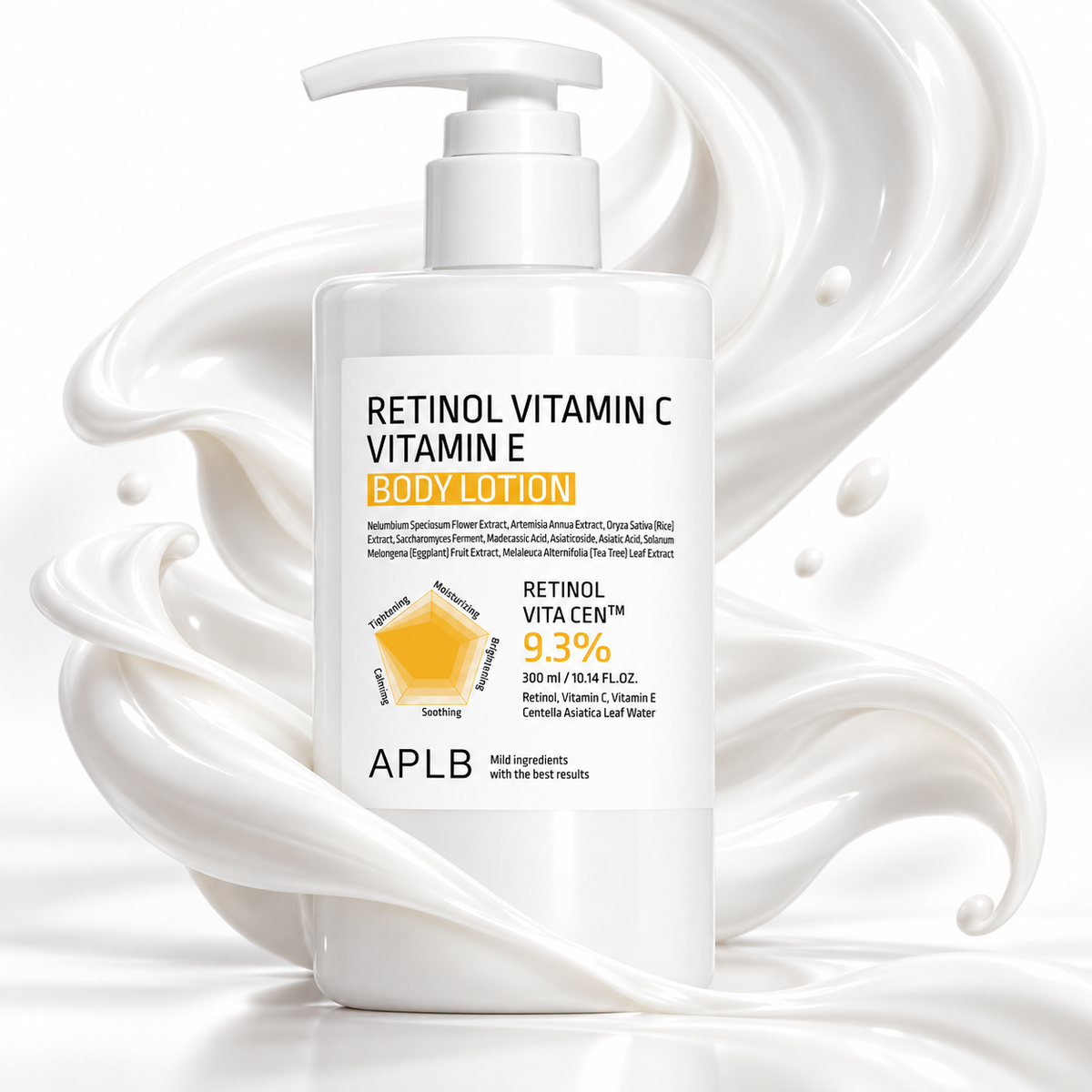 APLB Retinol Vita CEN™ 9,3% Loção Corporal 300ml – Retinol, Vitaminas C e E para Hidratação, Textura e Aparência das Rugas