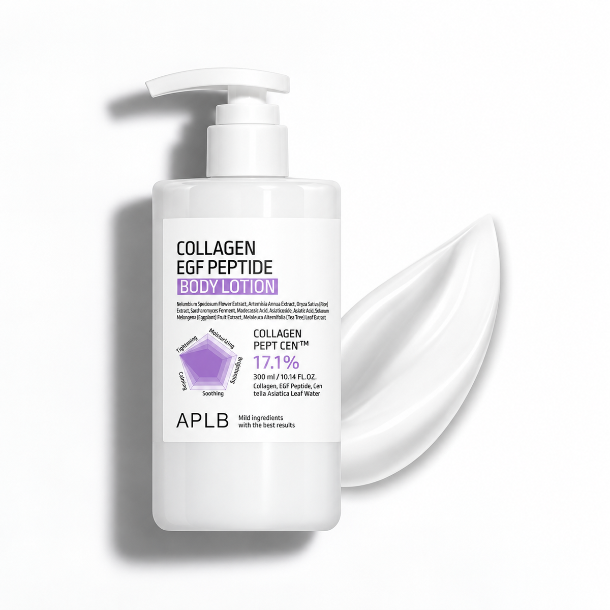 APLB Collagen Pept CEN™ 17,1% Loção Corporal 300ml – Colágeno e Peptídeo EGF para Hidratação, Firmeza e Elasticidade