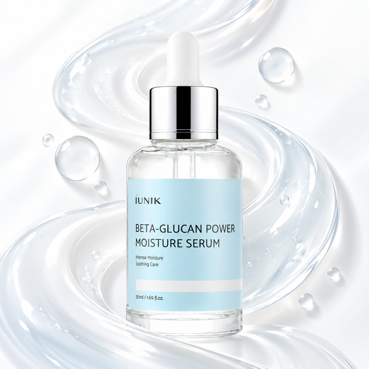 IUNIK Beta-Glucan Power Sérum Hidratante 50ml – Sérum Coreano Vegano com 7 Peptídeos para Pele Seca, Madura e Sensível