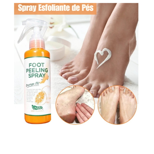 Spray Peeling para Pés com Óleo de Laranja – Removedor de Pele e Calosidades, Esfoliante e Amaciante Pés