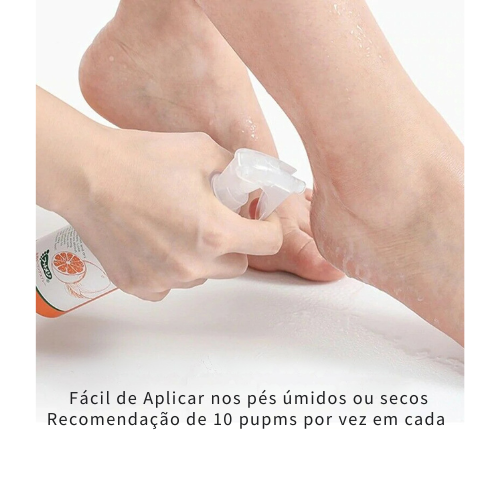 Spray Peeling para Pés com Óleo de Laranja – Removedor de Pele e Calosidades, Esfoliante e Amaciante Pés