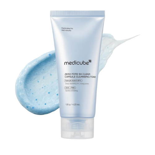 Medicube Zero Pore Cápsula Espuma de Limpeza Facial 120ml – Sabonete Coreano com AHA, BHA e PHA para Poros e Cravos