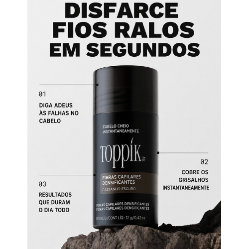 Fibra Capilar Toppik 27,5g – Disfarce de Falhas, Volume e Densidade Instantânea