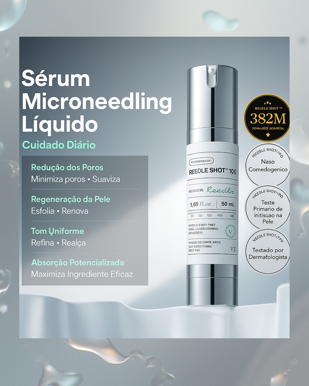 Sérum VT Cica Reedle Shot 100 Microneedling com Exossomos Pele de Vidro Coreana