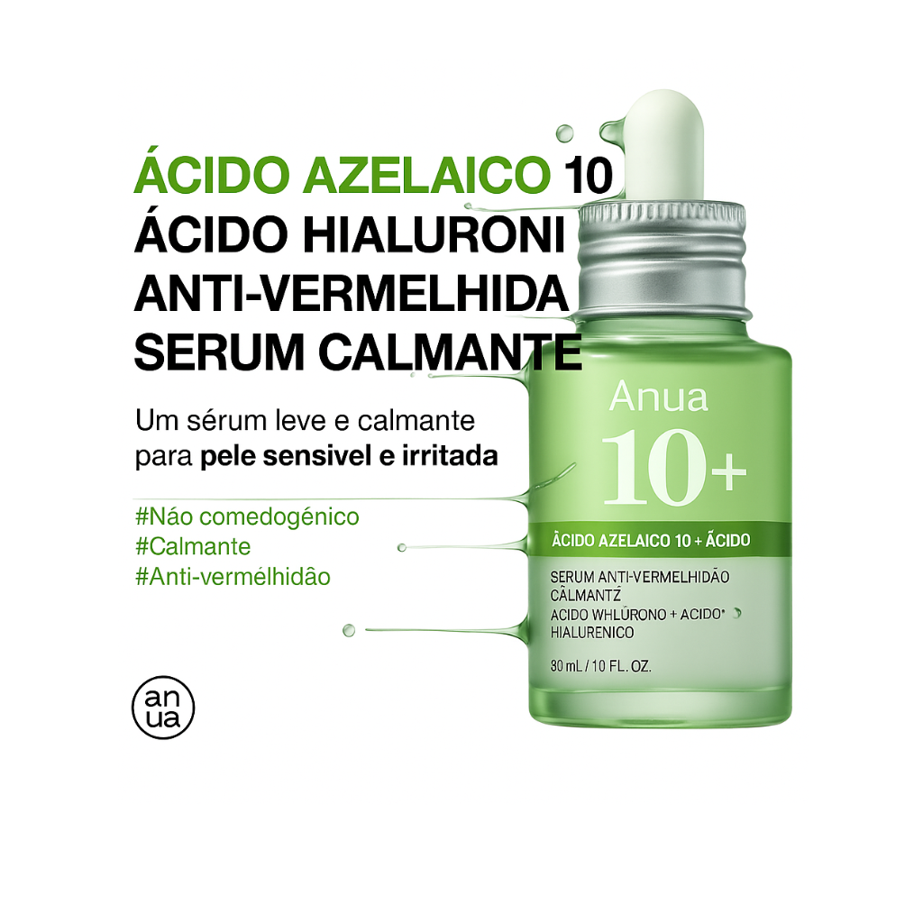 Anua Sérum Facial com Ácido Azelaico 10%, Pantenol e Ácido Hialurônico para Tom, Textura e Oleosidade