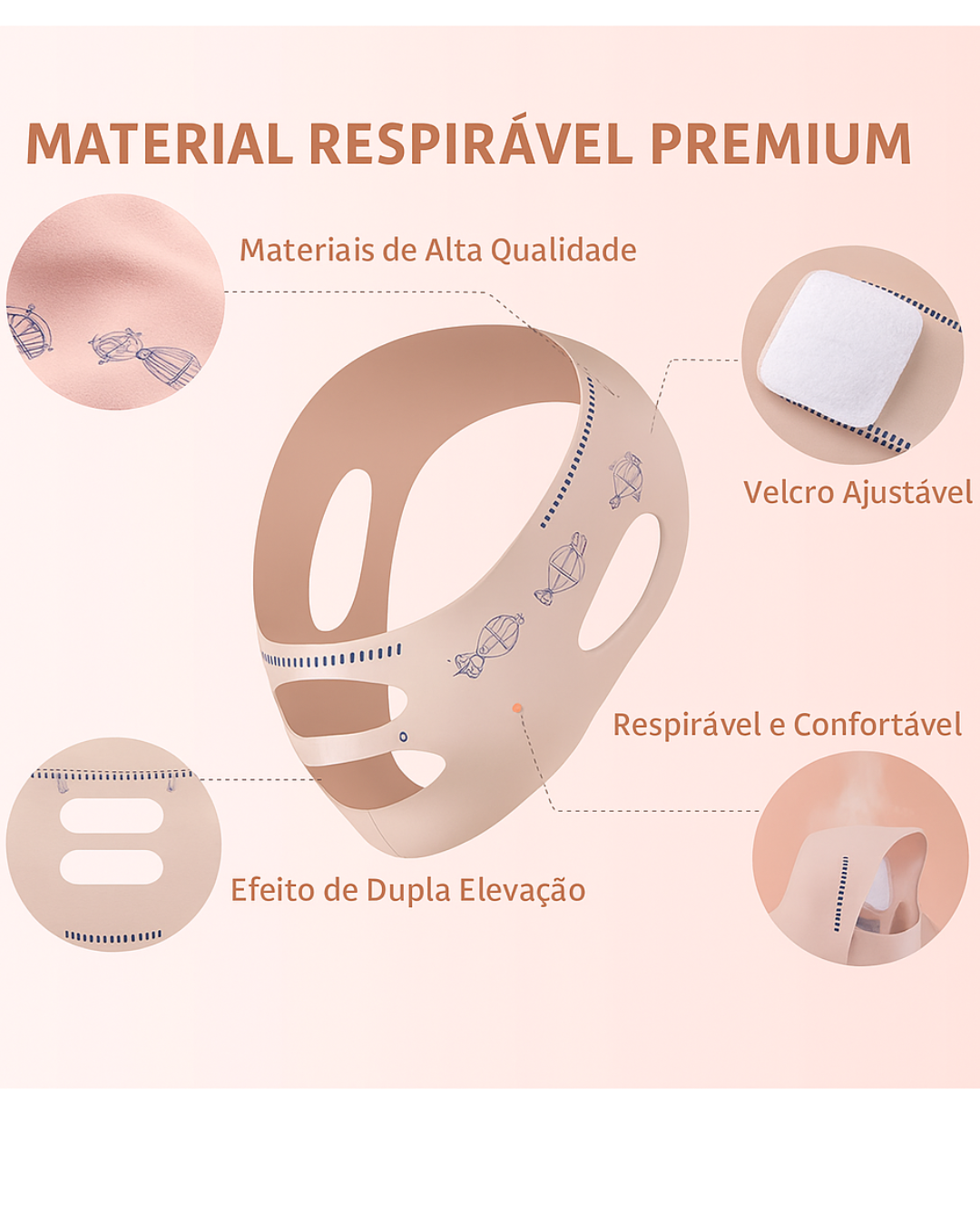 Máscara Facial Elástica V-Line Lifting e Contorno Face