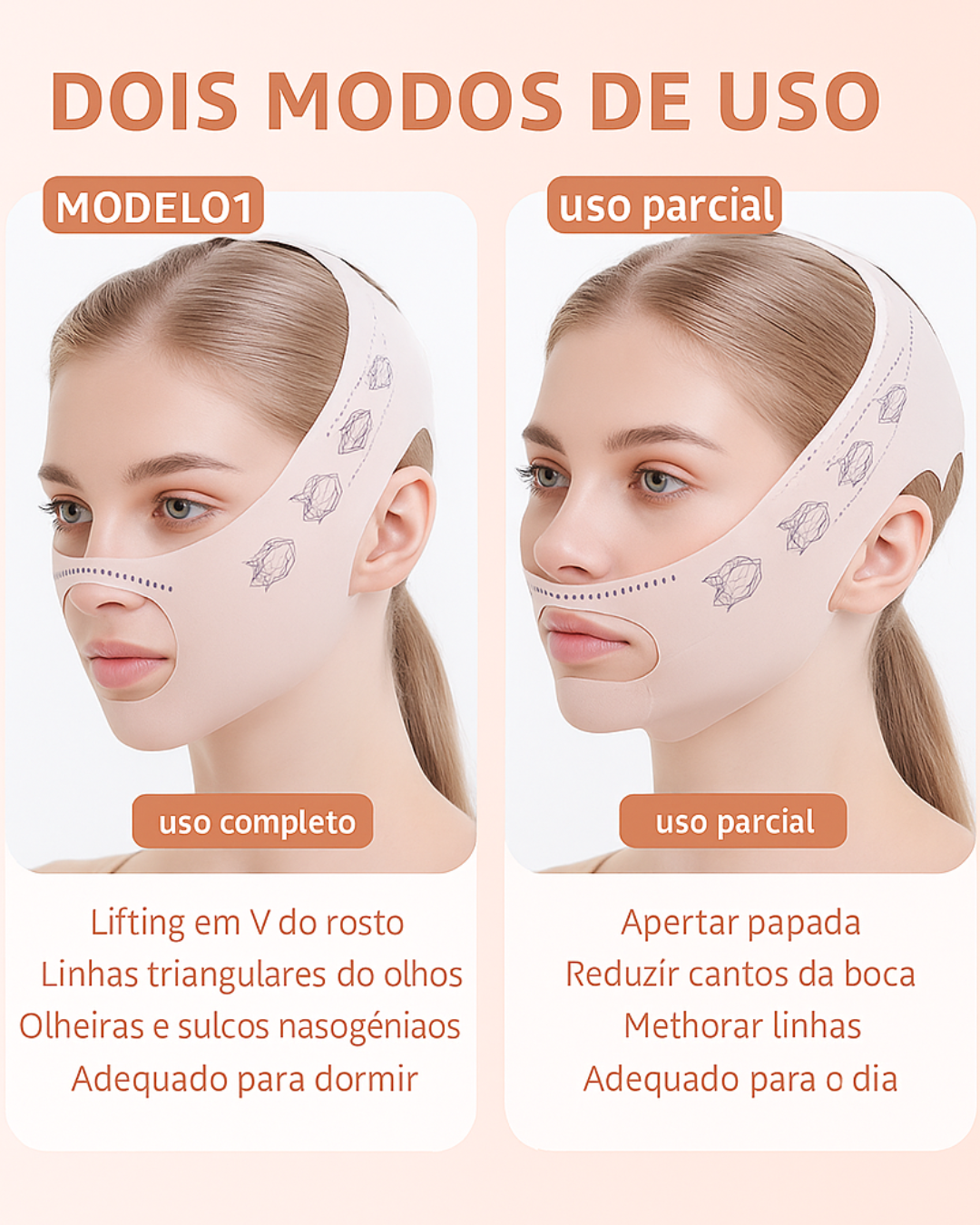 Máscara Facial Elástica V-Line Lifting e Contorno Face