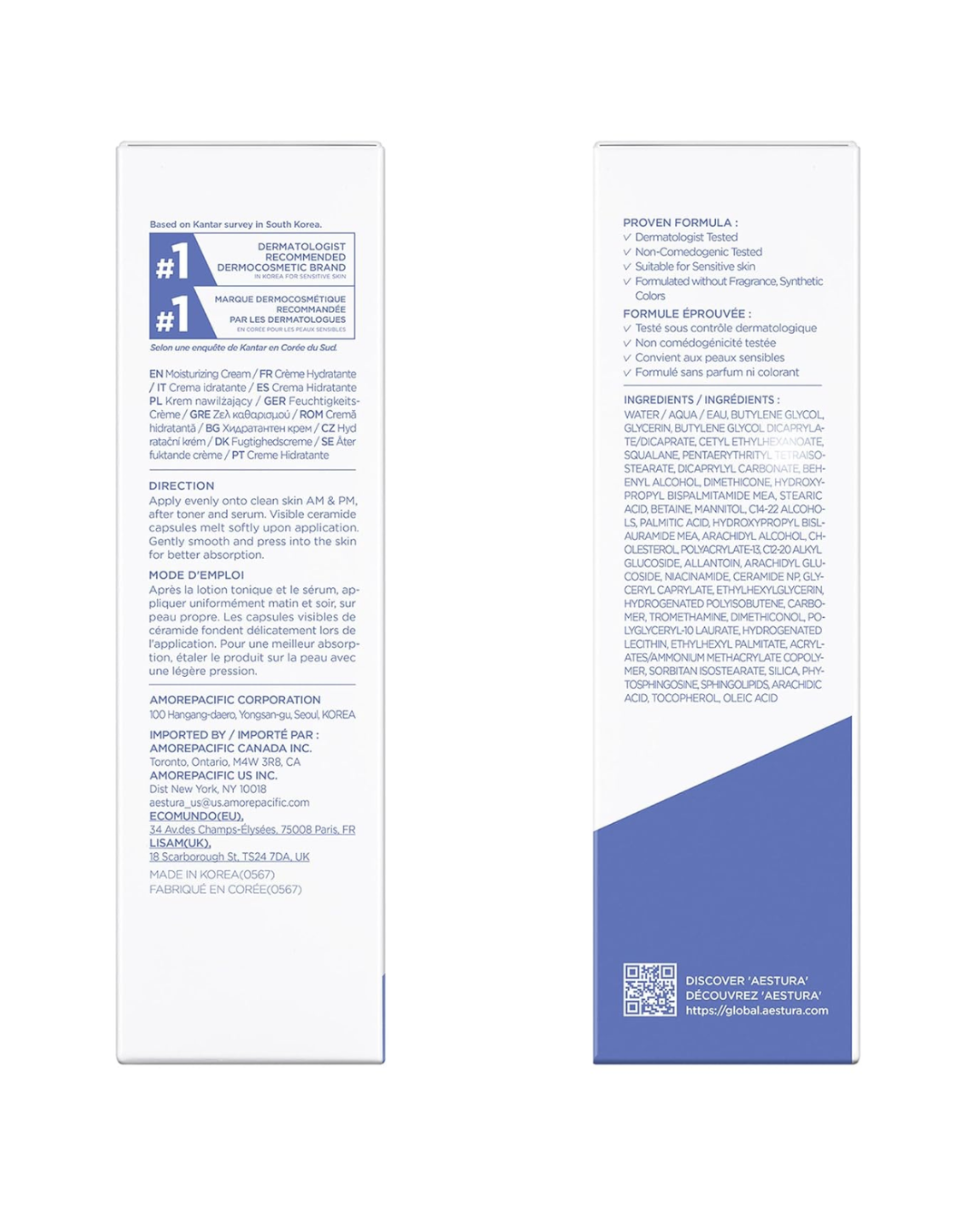 AESTURA ATOBARRIER365 – Creme Hidratante com Ceramidas para Rosto, Hidratação Prolongada 120h, Pele Sensível e Ressecada, Não Comedogênico