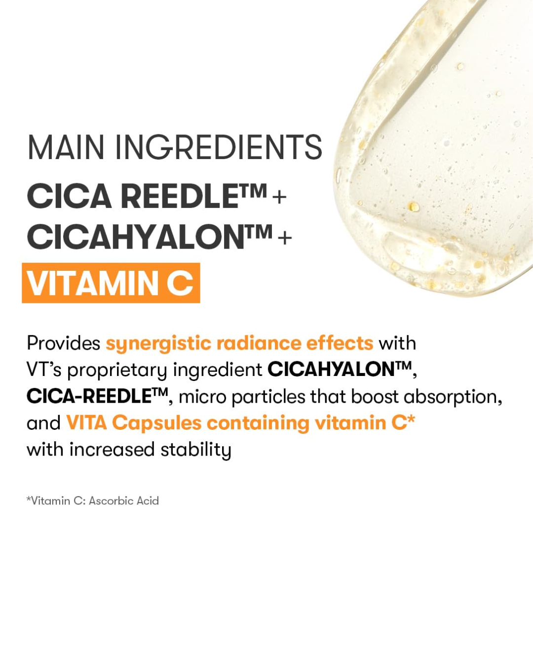 ✨ VT Vita-Light Reedle Shot 100 - Sérum Clareador com Vitamina C 99% + CICA REEDLE, Booster Coreano Hidratante e Iluminador ✨