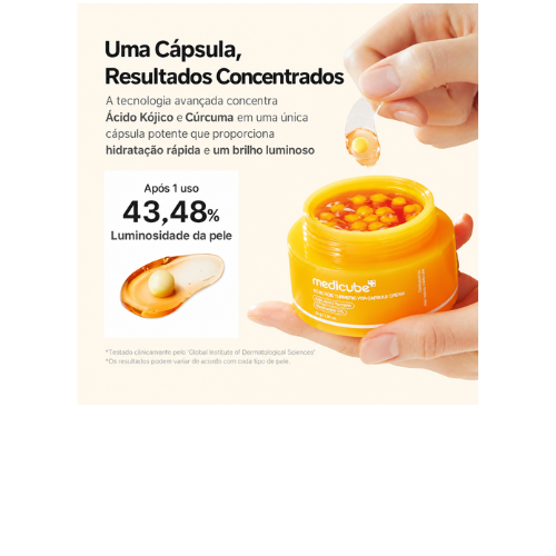 Creme Facial Medicube Ácido Kójico e Cúrcuma em Cápsulas Clareador de Manchas com Vitamina C Skincare Coreano 53g