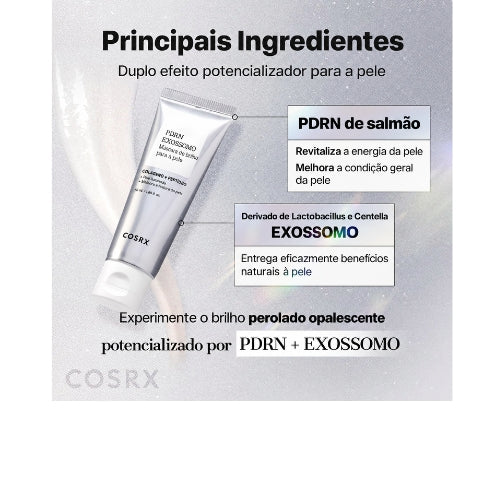Máscara Facial Peel-Off COSRX PDRN Exosome Glaze Mask Pele de Vidro Colágeno Peptídeo 50ml com Pincel