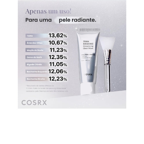 Máscara Facial Peel-Off COSRX PDRN Exosome Glaze Mask Pele de Vidro Colágeno Peptídeo 50ml com Pincel