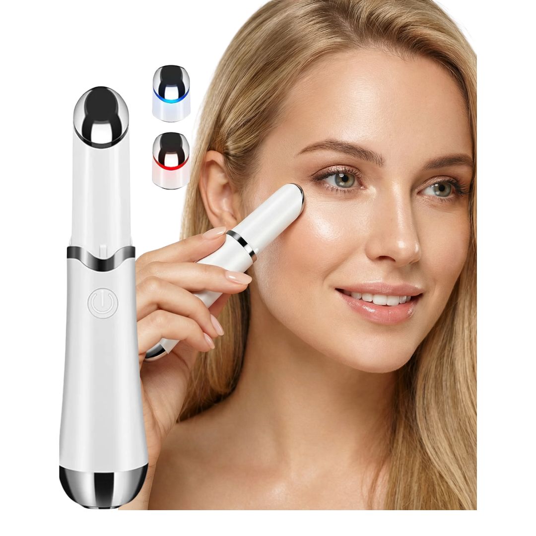 Massageador elétrico de olhos, vibração aquecida, dispositivo de massagem de beleza para olheiras, inchaço, remoção de fadiga ocular, rugas, caneta de cuidados com os olhos