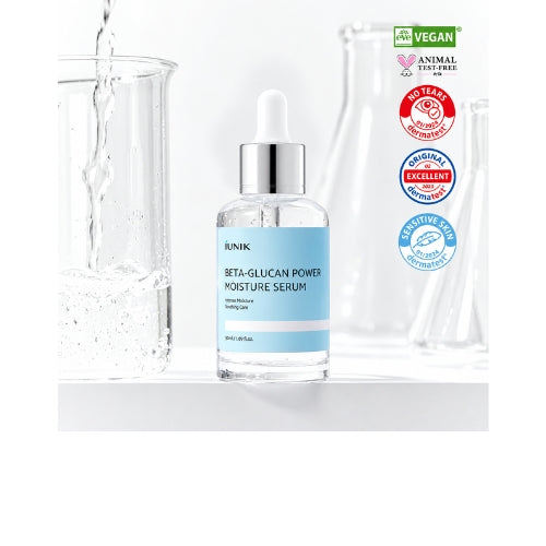 IUNIK Beta-Glucan Power Sérum Hidratante 50ml – Sérum Coreano Vegano com 7 Peptídeos para Pele Seca, Madura e Sensível