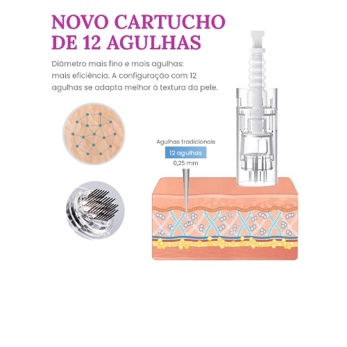 Caneta de Microagulhamento Dr.Pen M7-C com Fio, Profundidade Ajustável até 2,5 mm, 5 Velocidades e Cartucho de 12 Agulhas