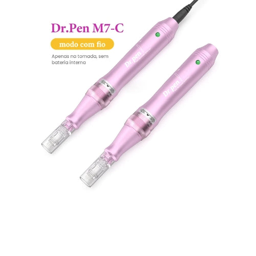 Caneta de Microagulhamento Dr.Pen M7-C com Fio, Profundidade Ajustável até 2,5 mm, 5 Velocidades e Cartucho de 12 Agulhas