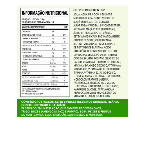 **FOODOLOGY Coleology Geleia de Centella com Colágeno, PDRN, Biotina e Ácido Hialurônico – Maçã Verde, 10 Sachês**
