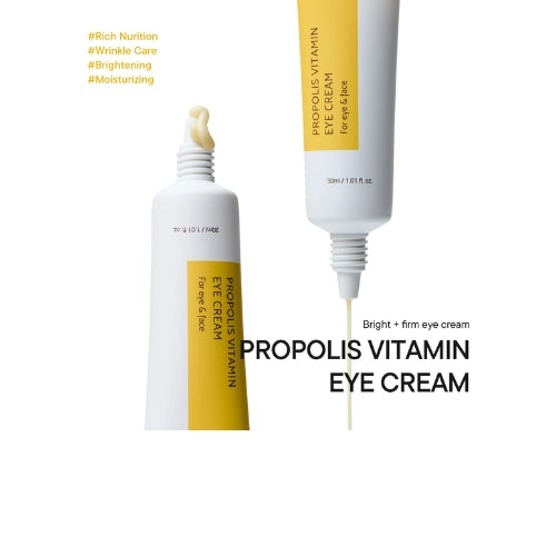 IUNIK Creme para Olhos com Própolis e Vitamina C 30ml – Hidratante Coreano para Olheiras, Inchaço e Linhas Finas