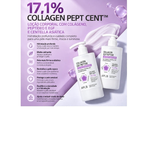 APLB Collagen Pept CEN™ 17,1% Loção Corporal 300ml – Colágeno e Peptídeo EGF para Hidratação, Firmeza e Elasticidade