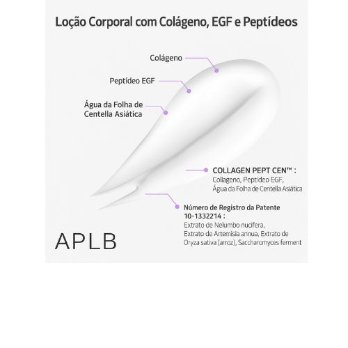 APLB Collagen Pept CEN™ 17,1% Loção Corporal 300ml – Colágeno e Peptídeo EGF para Hidratação, Firmeza e Elasticidade