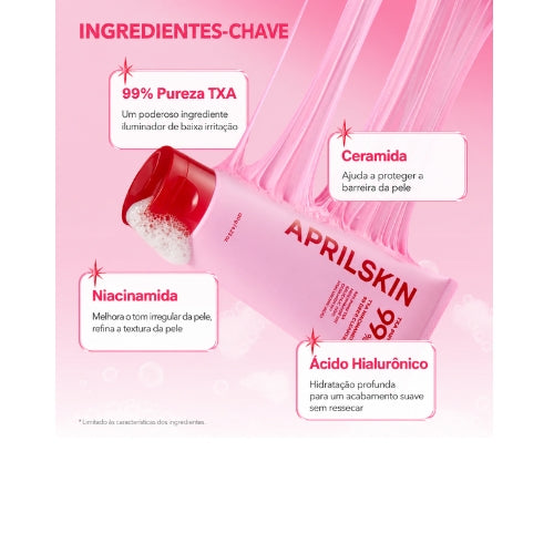 APRILSKIN TXA Niacinamide Pink Bubble Gum Cleanser 125ml – Sabonete Facial Coreano para Limpeza Profunda, Poros, Cravos, Oleosidade e Hidratação