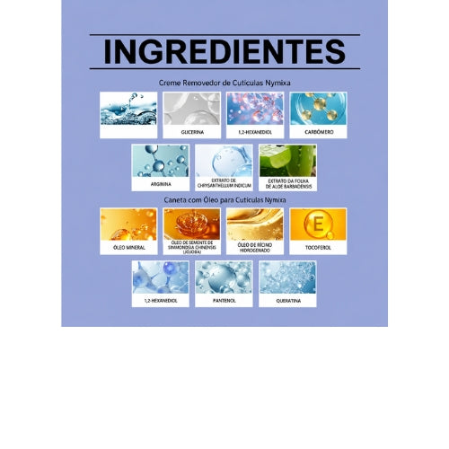 Kit Removedor de Cutículas com Caneta de Óleo e Creme Amolecedor para Cutículas Secas Manicure e Pedicure