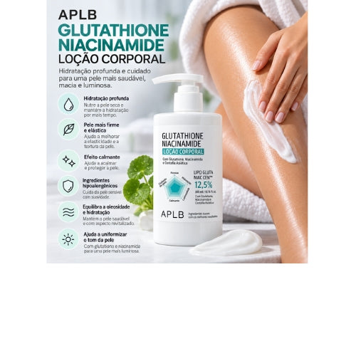 APLB Lipo Gluta Niac CEN™ 12,5% Loção Corporal 300ml – Glutationa e Niacinamida para Hidratação, Clareamento de Manchas e Textura Uniforme