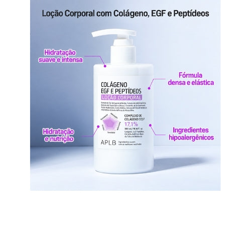 APLB Collagen Pept CEN™ 17,1% Loção Corporal 300ml – Colágeno e Peptídeo EGF para Hidratação, Firmeza e Elasticidade