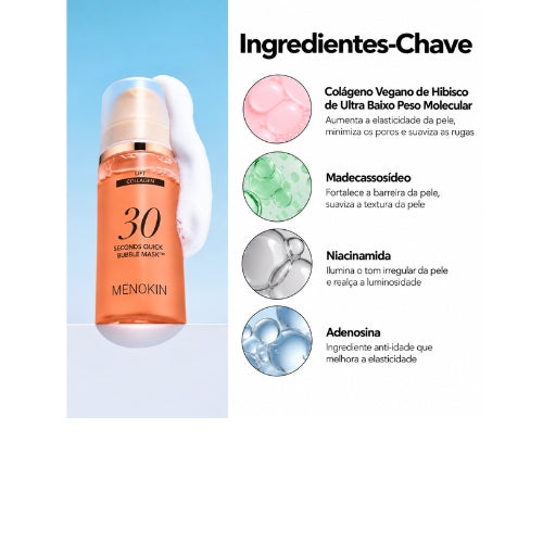 MENOKIN Máscara Facial de Bolhas LIFT 68ml – Microbolhas em 30 Segundos para Poros, Elasticidade, Linhas Finas e Efeito Pele de Vidro