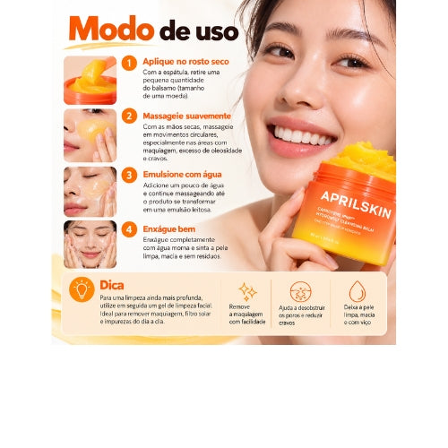 APRILSKIN Carrotene IPMP Bálsamo de Limpeza 90ml – Removedor de Maquiagem Coreano para Peles Sensíveis e Oleosas, Cravos, Poros e Excesso de Oleosidade