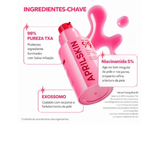 APRILSKIN TXA Niacinamide Toning Shot Serum 30ml – Sérum Facial Iluminador para Poros, Manchas e Tom Irregular