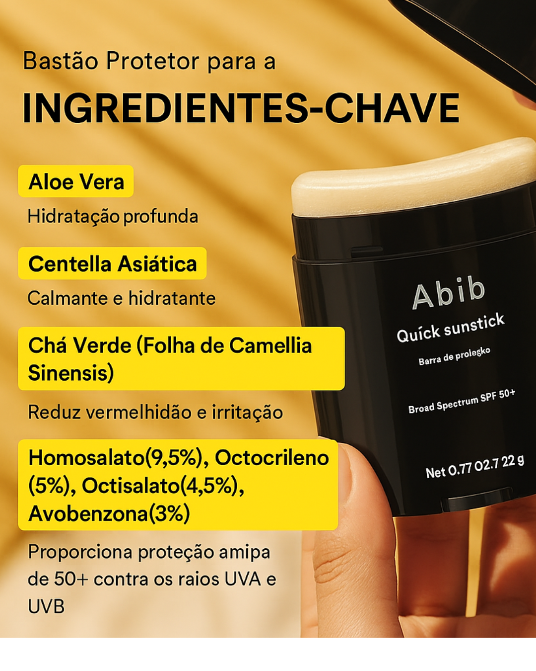 Abib Quick Sunstick Protetor Solar SPF50 Glow Natural