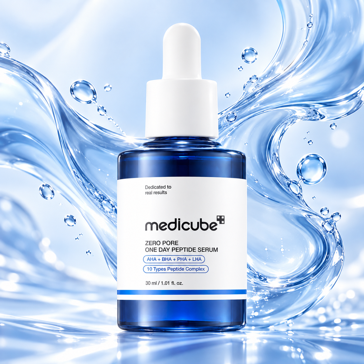 Medicube Zero Pore One Day - AHA, BHA, PHA, LHA, 10 peptídeos e 2% de niacinamida Diminui a Aparência dos Poros e Equilibra a Oleosidade.